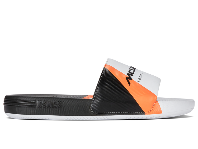 04422-196-M | SLIDE SANDAL X MCLAREN F1 TEAM | WHITE/BLACK/PAPAYA
