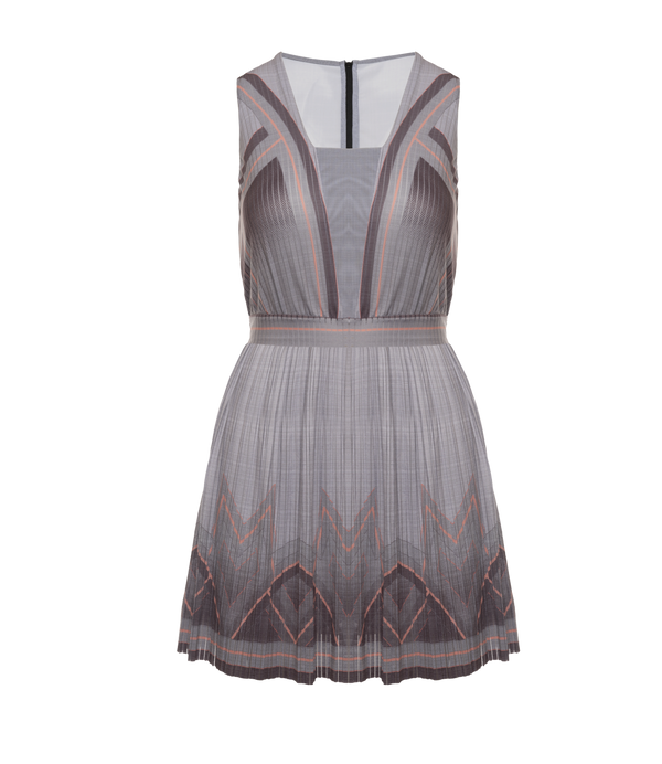 196046-025 | DEEP V PLEATED DRESS | ASPHALT