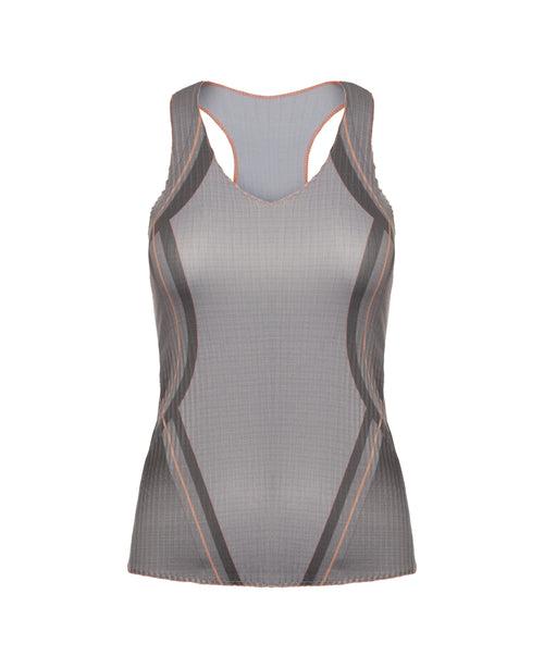 196050-025 | PLEATED V-NECK TANK | ASPHALT